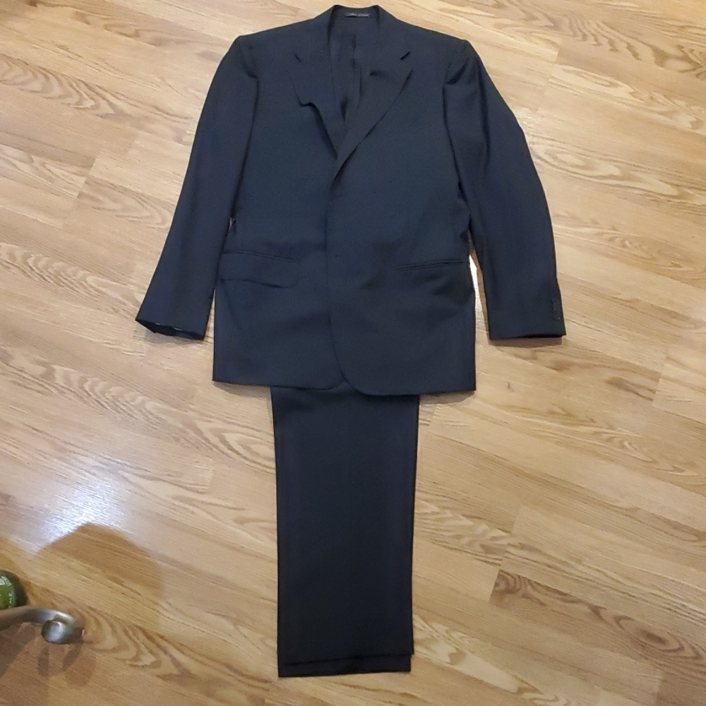 #Corneliani Black with Dark Grey Stripe Suit